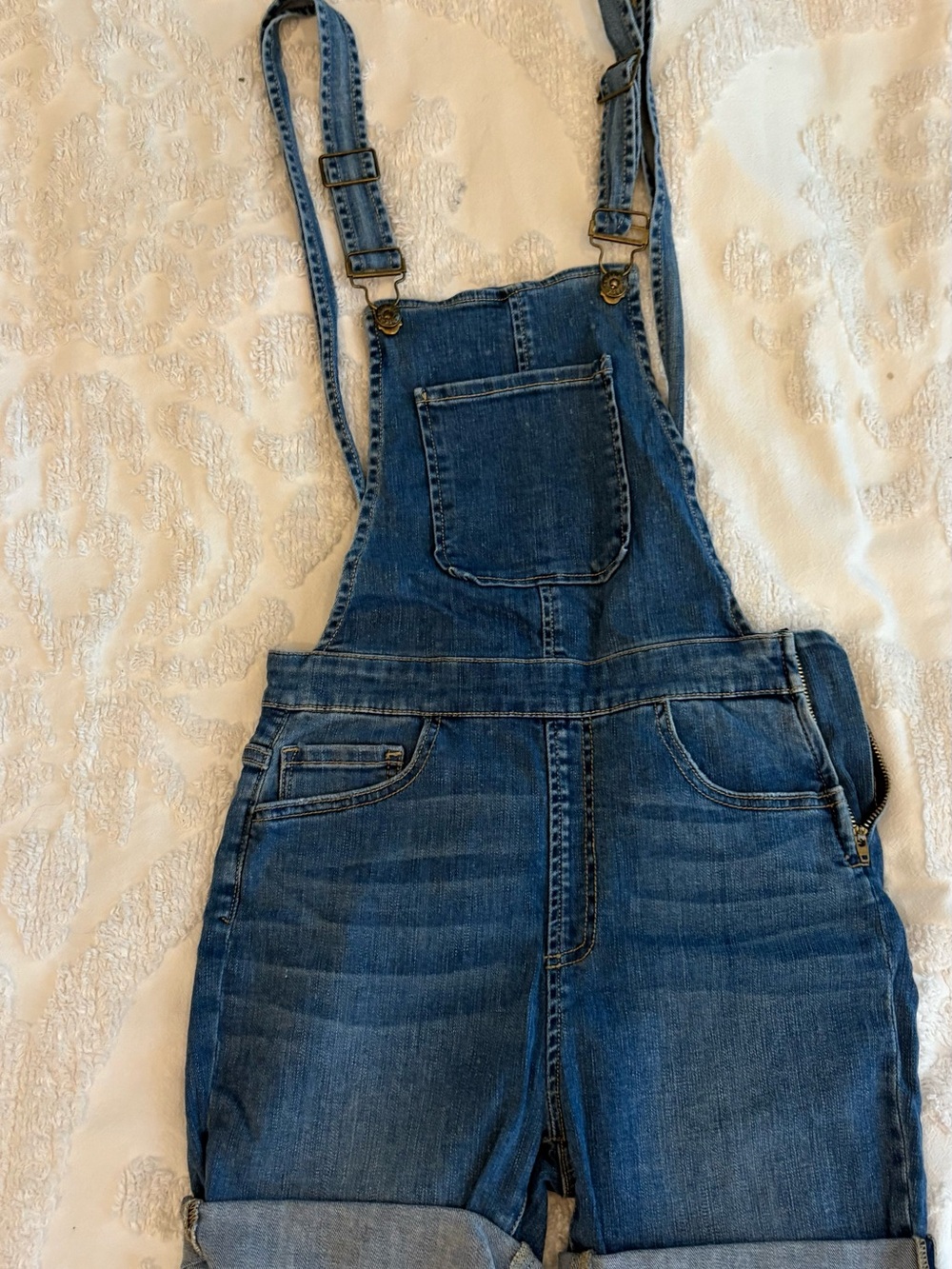 Sneak Peek Blue Denim Short Overalls